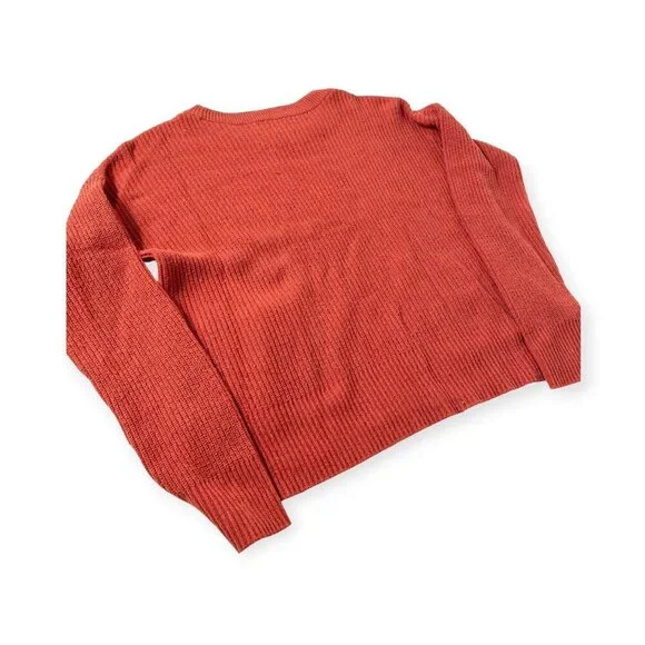 Madewell Orange Ribbed Sweater With Patch Pockets SZ S - Picture 6 of 7